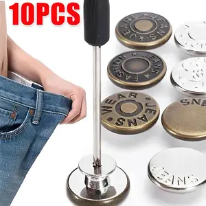 Sewing Metal button repair kit, replacement jeans, removable buckles without nails, pins clothes and pants, 17mm, 10pcs 10 Main Sales Bermuda Female Tailoring - №8
