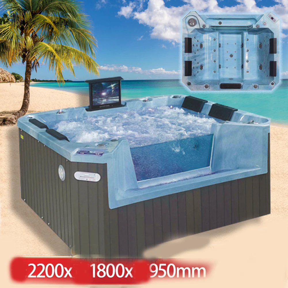 2200X1800X950mm 4 People Swimming Pool whirlpool Bathtub Acrylic Hydromassage Surfing Massage SPA H5530