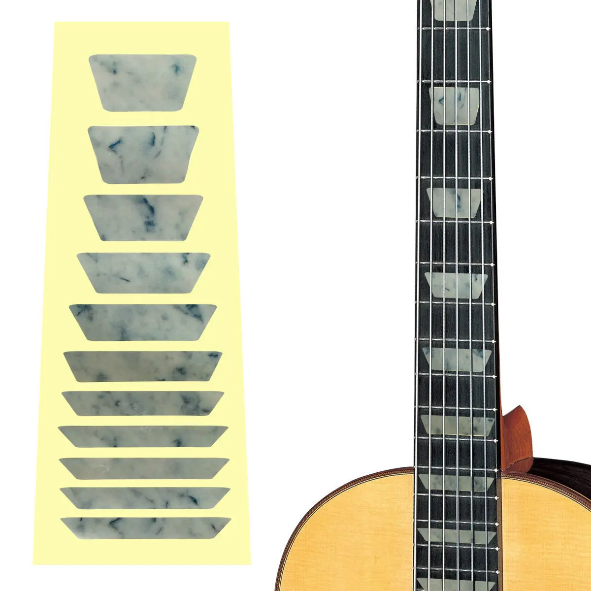 Fretboard Sticker Acoustic Stickers Trapezoid Fingerboard Frets Map Decals Note DIY Neck Label Decorative Inlay for Guitars