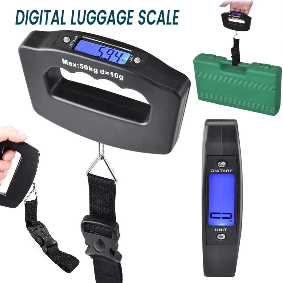 Digital Luggage Scale Electronic Portable Suitcase Travel Weigh With Backlight Travel Fishing Hanging Scales Weight Balance Tool