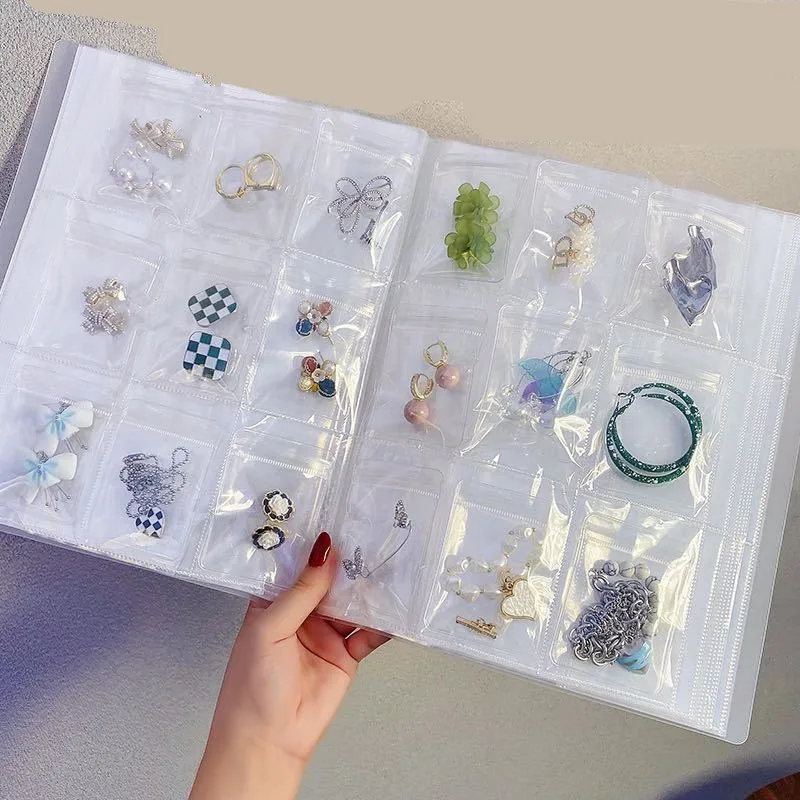 1PC 288 Grids Anti-oxidation Jewelry Storage Bag Albums Desktop Drawer Organizer Necklace Bracelet Ring Jewelry Book Holder