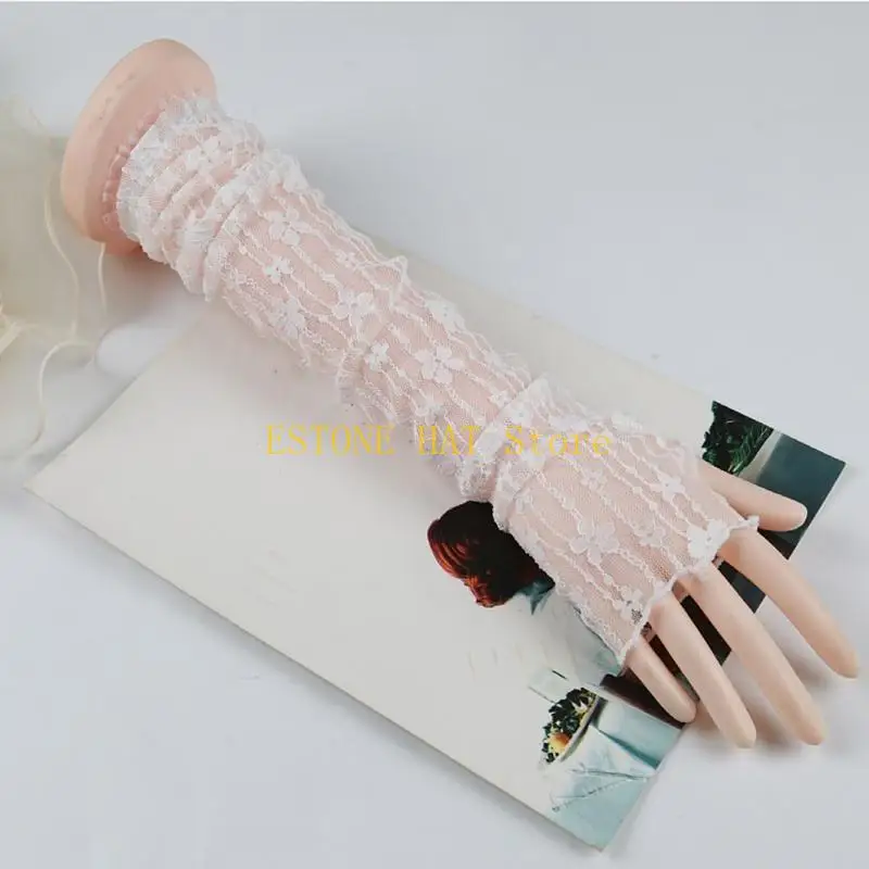 49MF Women for Butterfly Decor Long Sleeve Gloves Mesh Gloves Summer Cycling Accessor