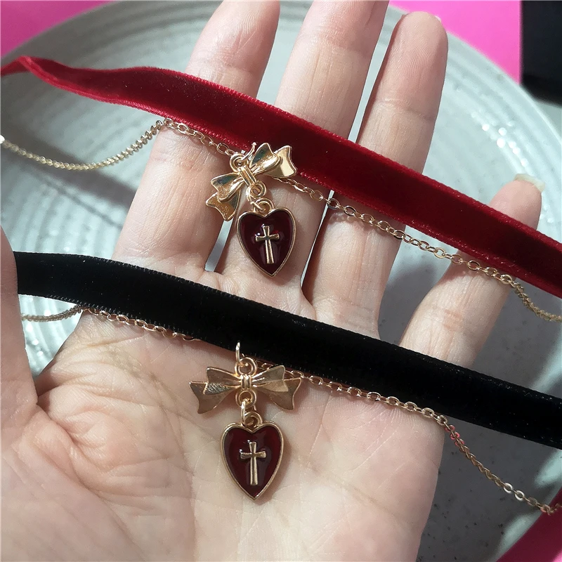 Fashion Sexy Pearl Heart Lace Necklace Pendant Velvet Chain Choker For Women Charm Party Personalized Neck Jewelry Special Gifs