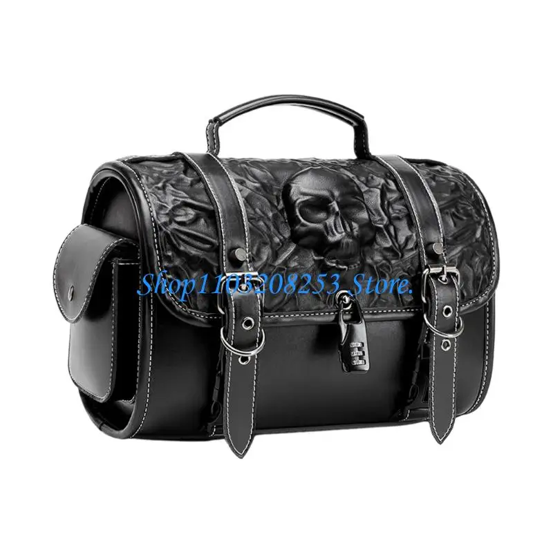 

R6FA Gothic Riders Motorbike Organizers Bag Heavy Duty PU Leather Storage for Bikes