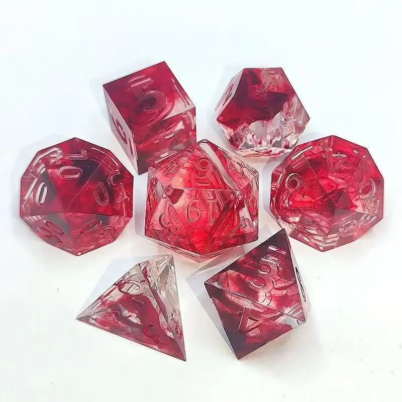 7 قطعة الراتنج الرمال المتحركة النرد مجموعة نرد الدم السائل D & D النردات ل الزنزانة والتنين TRPG RPG نرد متعدد السطوح D20 D6 الراتنج مكعب #5