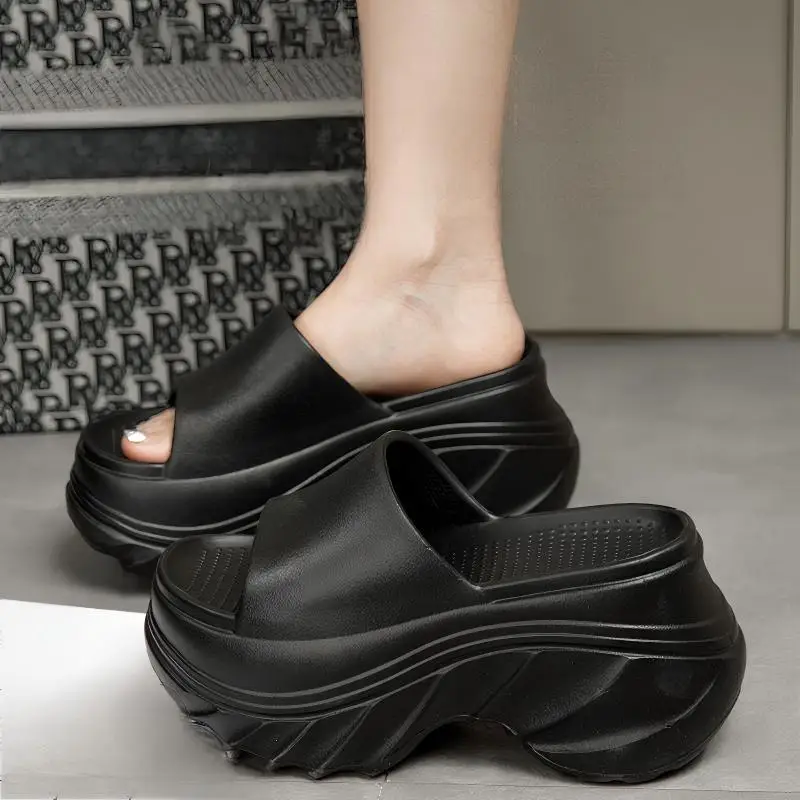 شباشب نسائية لزيادة الارتفاع، شباشب ملابس خارجية صيفية للسيدات، شباشب إيفا جديدة ذات نعل سميك، صنادل منزلية بنعل ناعم، صنادل للنساء #1