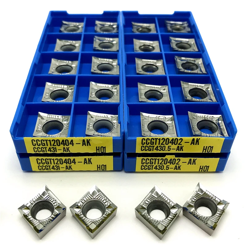 

Твердосплавные токарные пластины CCGT120402, CCGT120404, CCGT120408 для наружной обработки, инструмент для токарной обработки алюминия на станках с ЧПУ, для обработки меди, алюминия, дерева