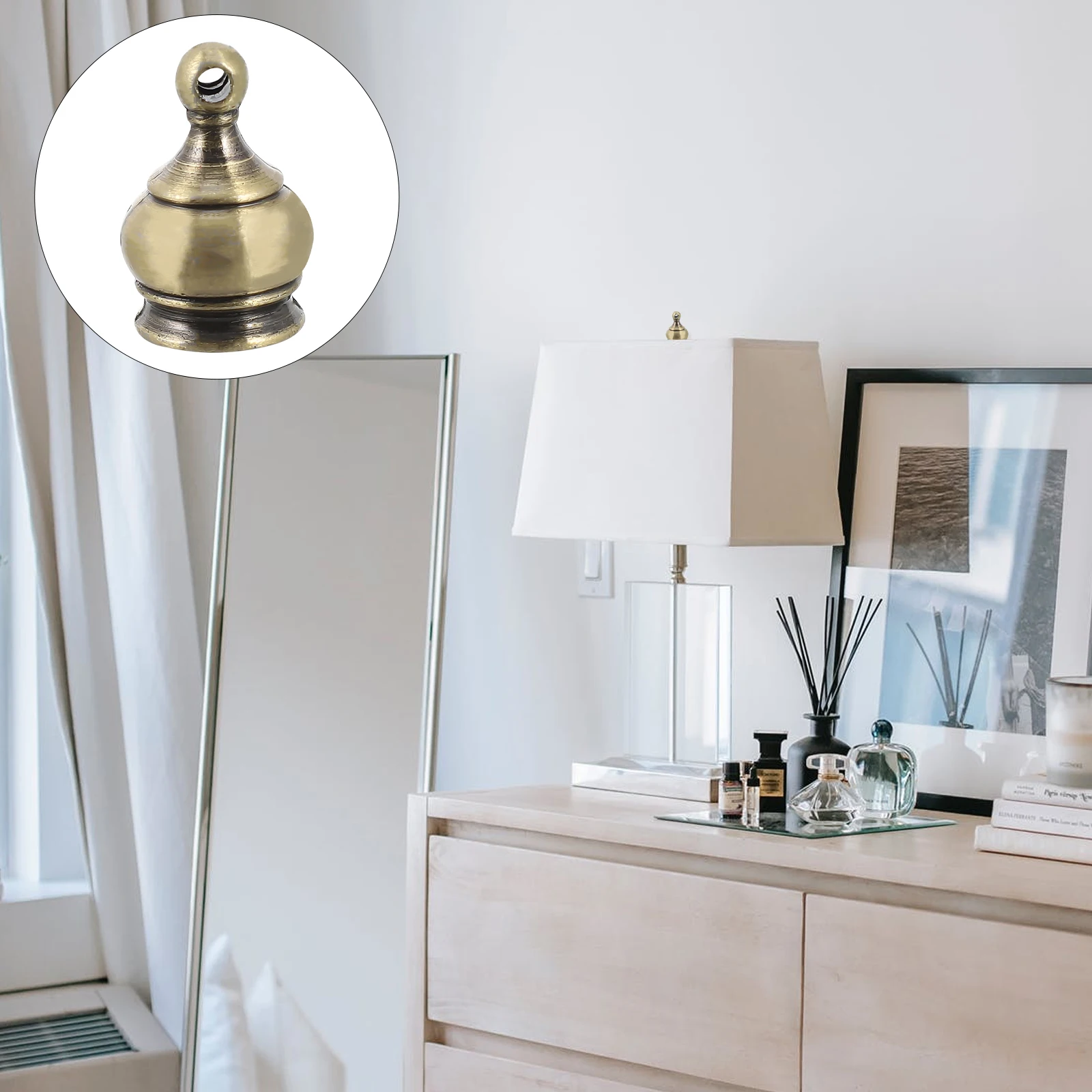 

4 Pcs Lamp Finials Decorative Head Nut Horn Frame Zinc Alloy Gold Color Screw Topper for Chandeliers Lighting Lamps Table Knobs