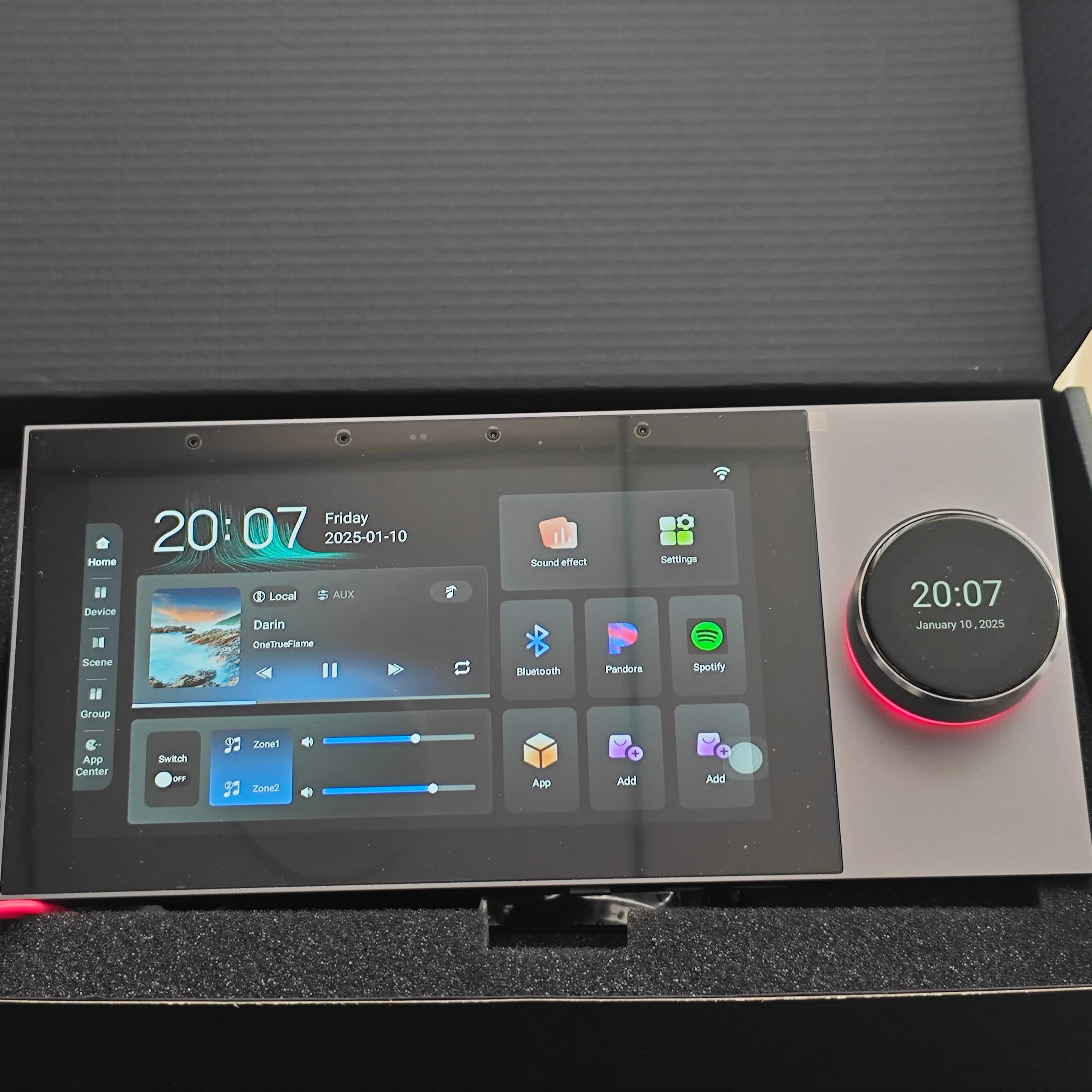 Inch Touch Screen Panel Wall Central Music Center Zigbee Gateway with 2 Different Music Zones Wired Speakers