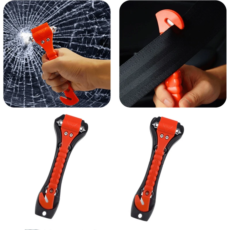 1/2PCS Safety Hammer Camping Driving Car Seat Belt Cutter 2-in-1 Emergency Break Window Glass Punch Survival Life Rescue Tools