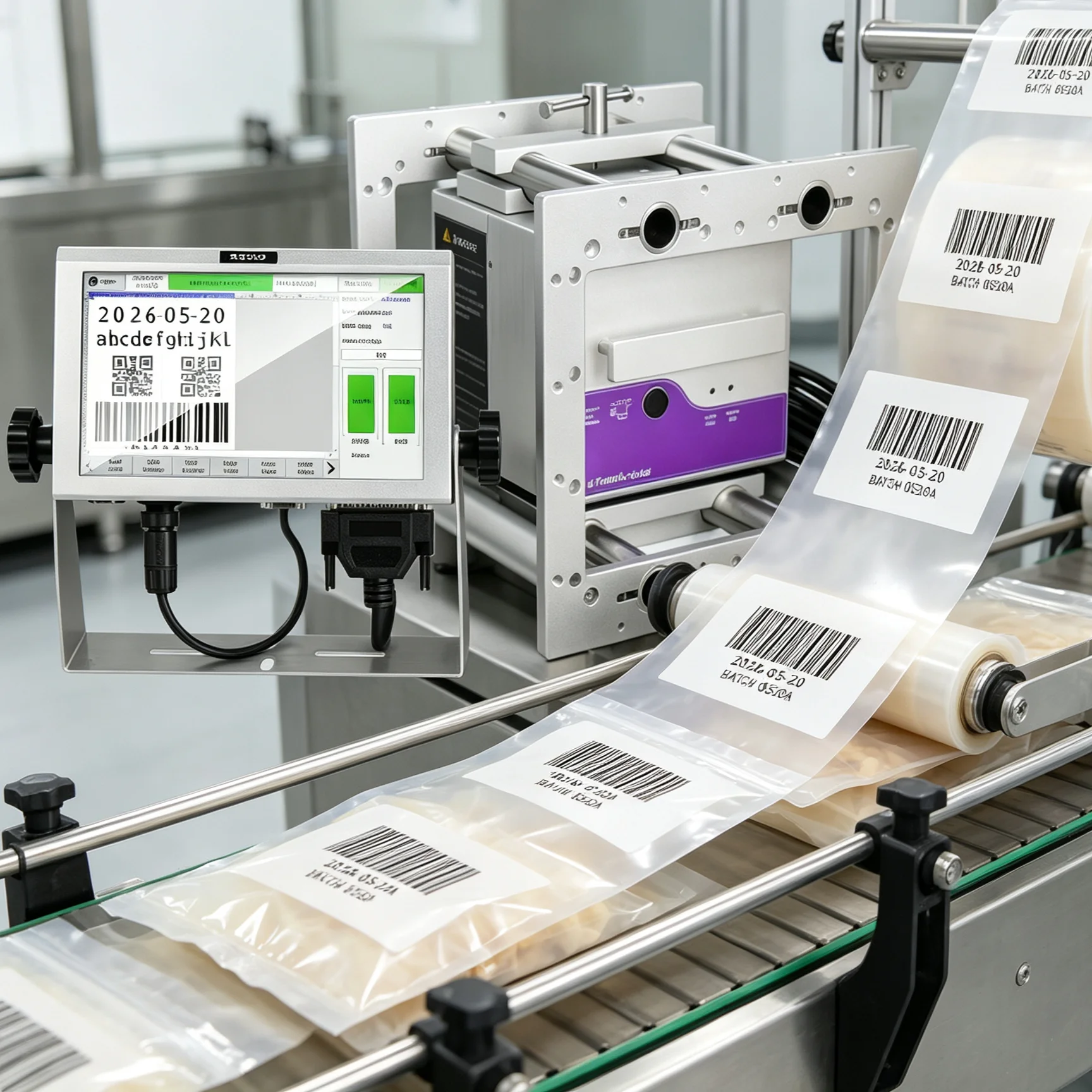 Automatic TTO Labelling Overprinter Docod R4000 Industrial Thermal Transfer Coding Machine for Flexible Packaging Films