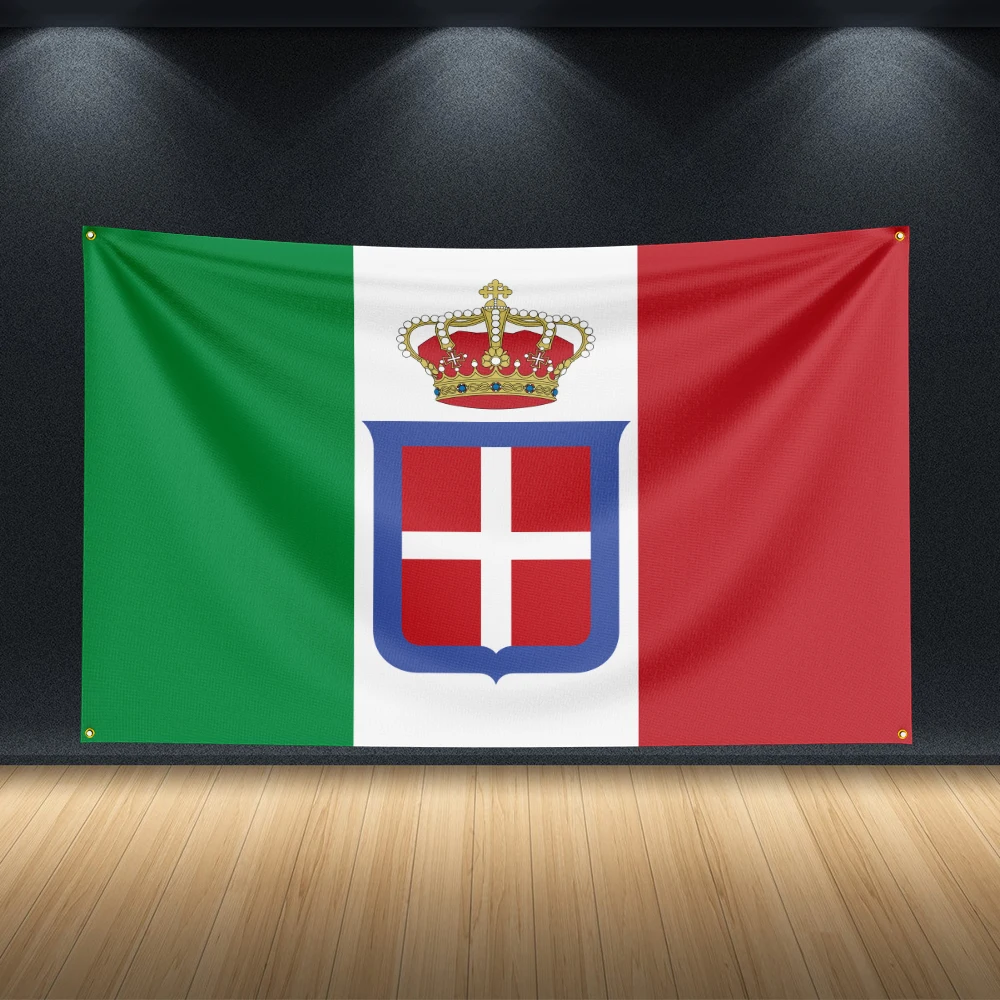 3X5Ft Italy Kingdom Flag Tapestry Wall Banner Green White Red Crown Shield Savoy Heritage Home Decor European Display