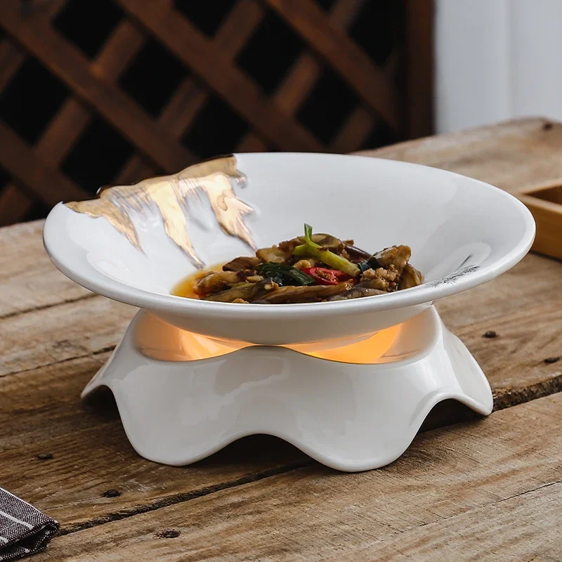 Hotel heated ceramic bowl Soup plate heated in open hearth Candle insulated vegetable Plate Soup bowl Clubhouse tableware plata