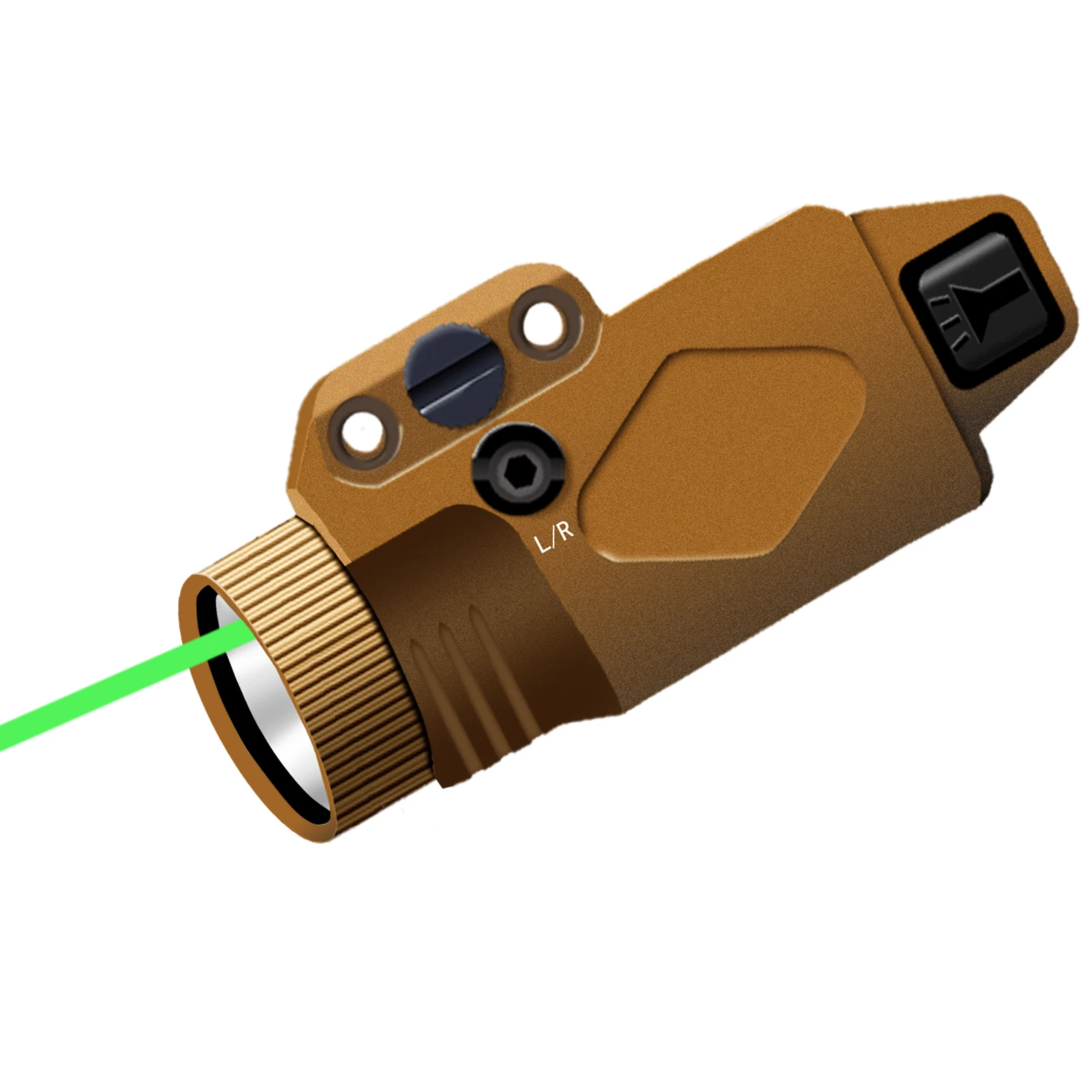 

Hisecome Gun Green Laser, 520nm Wavelength With 600lm Flashlight, Long Battery Life, USB Rechargeable Weapon Light(Desert Tan)