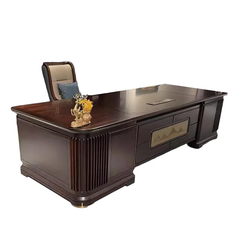 

New Chinese solid wood desk black walnut president desk office boss desk