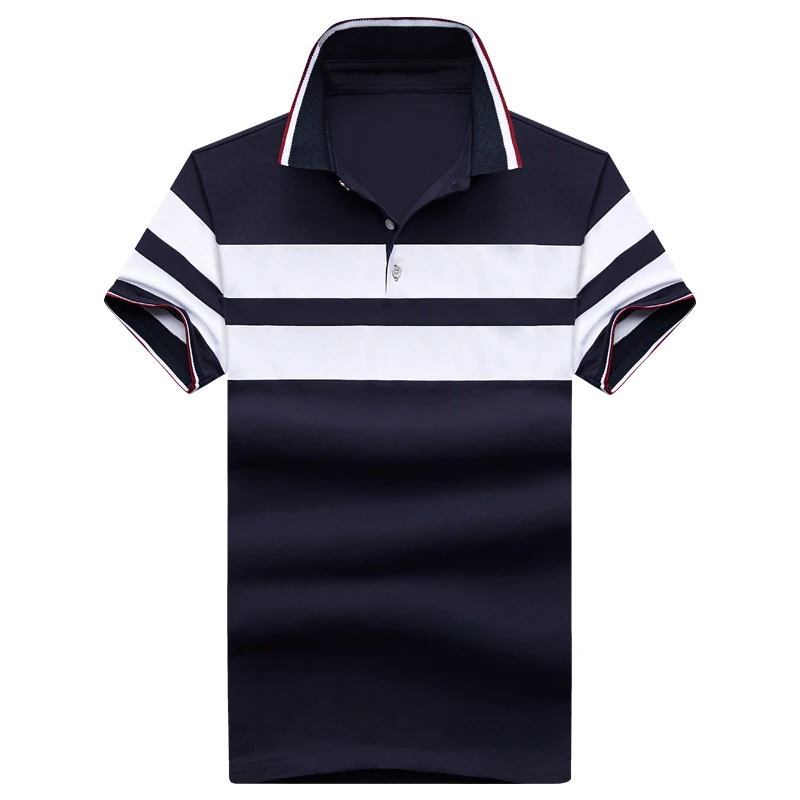 

Stylish Contrasting Colors Striped T-shirts Summer Thin Turn-down Collar Business Casual Men's Clothing Short Sleeve Polo Shirts