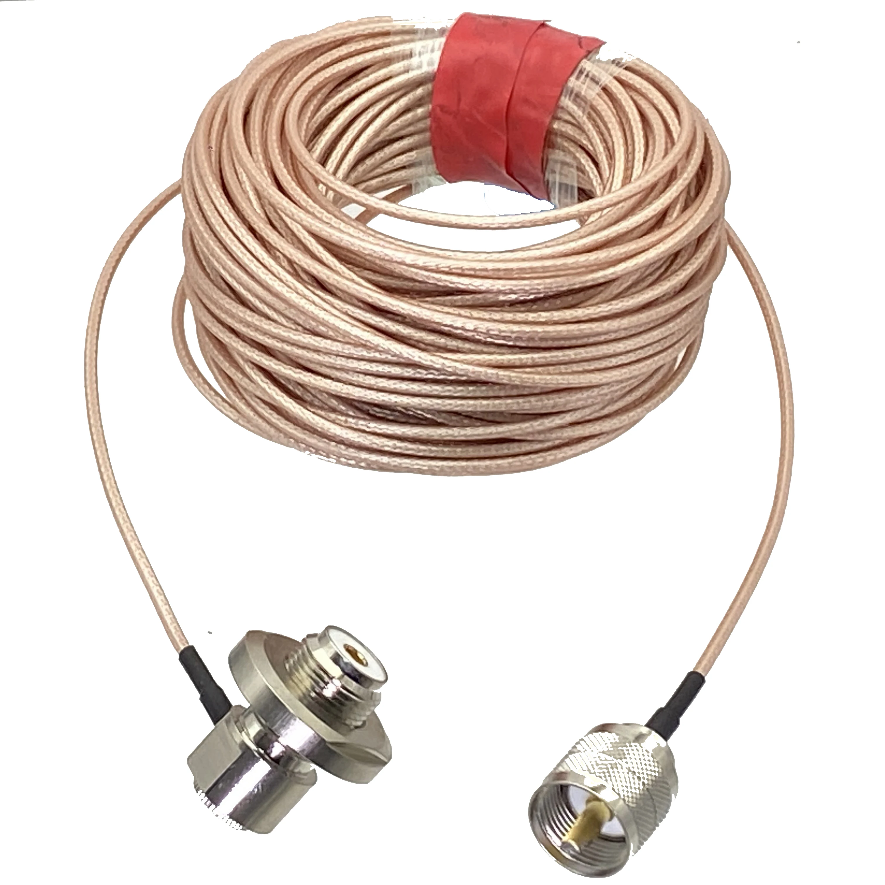 RG316 UHF PL259 Male Plug to UHF SO239 Female Jack Bulkhead Right angle RF Jumper pigtail Cable 10M~20M