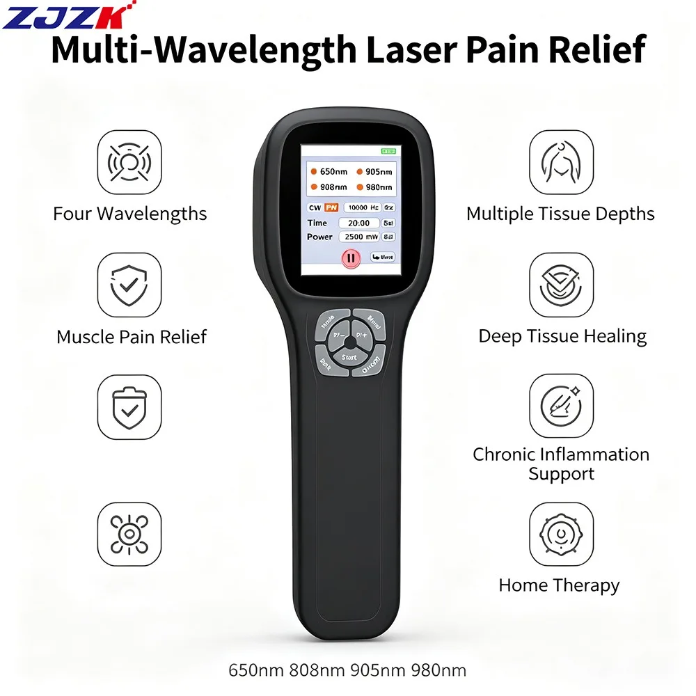 ZJZK 2500mW LLLT Cold Laser Therapy Machine Low Level Red Light Physiotherapy Device For Pain Management Joint Inflammation