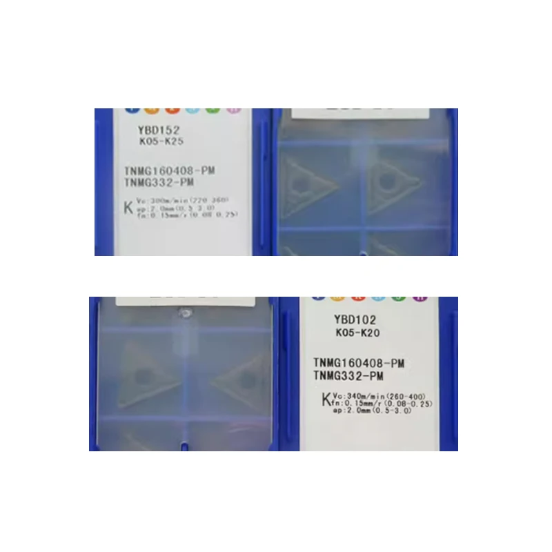 Inserti in metallo duro originali al 100% TNMG160404-PM YBD102 TNMG160408-PM YBD152 YBD252 YBD052 taglierina per tornio CNC TNMG160412 TNMG 160408