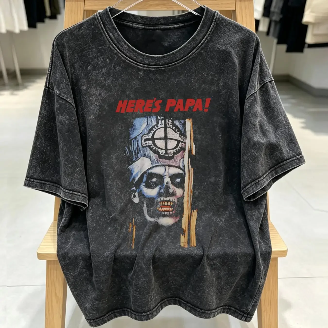 washed T Shirt ghost b c here s papa vintage Washed Soft Unisex Stretched Stylish Top For Everyday Wear Versatile streetwear