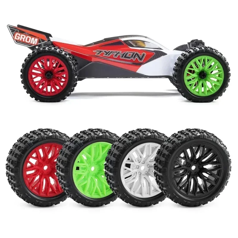 ยางรถขนาด 67 มม. 4 ชิ้น พร้อมหัวต่อแบบหกเหลี่ยมขนาด 12 มม. สำหรับรถ Arrma 1/18 2S Typhon Grom RC อะไหล่แต่งรถ