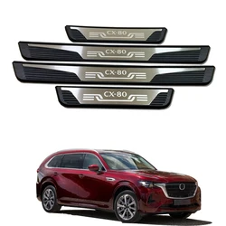 For Mazda CX80 CX-80 2024 2025 Car Door Sill Scuff Plate Trim Protector Accessories Auto Threshold Exterior Decoration Stickers