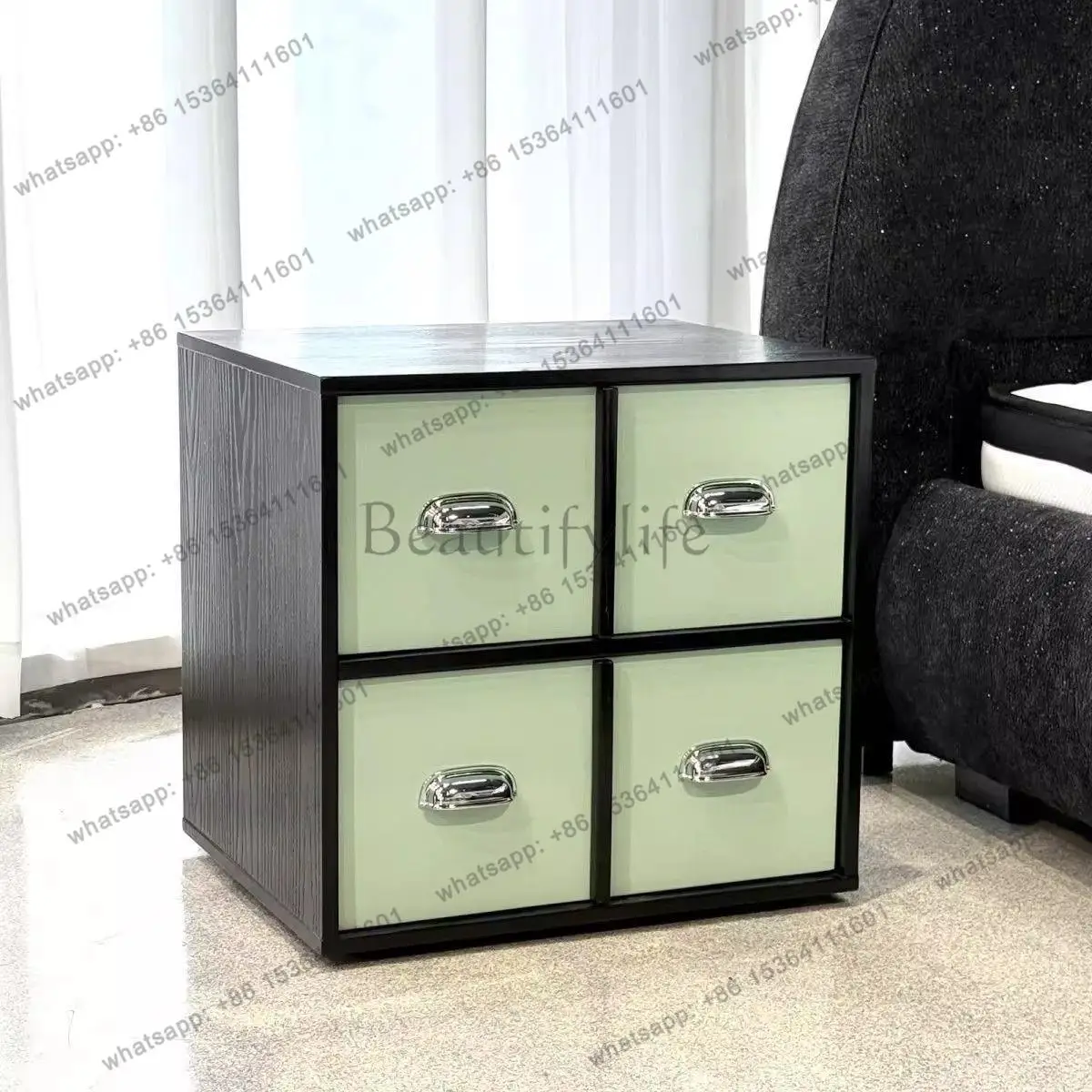 2026 medieval solid wood chest bedroom bedside wall storage cabinet