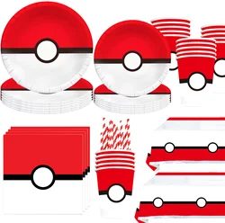 Hot Pokemon compleanno decorazione palloncini Set Foil numero Globlos Pikachu stoviglie tovaglia forniture Cake Topper decorazione