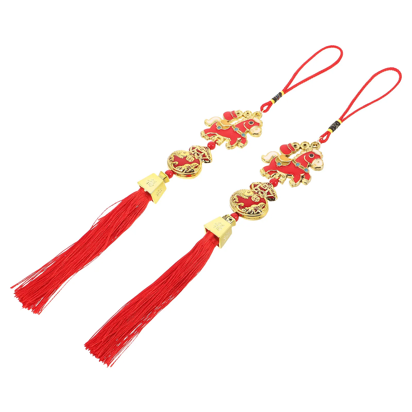 2 Pcs Golden Horse Decorative Pendant Decoration Home Ornament Chinese New Year Decorations Holiday Blessing Ornaments Theme