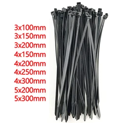 Brida de nailon de plástico de autosujeción, banda de tejido fibroso de color negro y blanca, de 5x300 y 3x200, brida para cables, con cremallera, conjunto de cables de nailon para atar embalaje, 100 uds