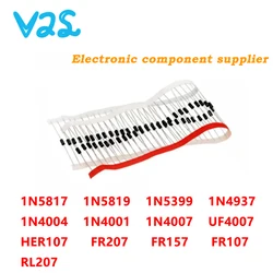 (50pcs) 100% New 1N5817 1N5819 1N5399 1N4937 1N4004 1N4001 1N4007 UF4007 HER107 FR207 FR157 FR107 RL207 DO-41/DO-27