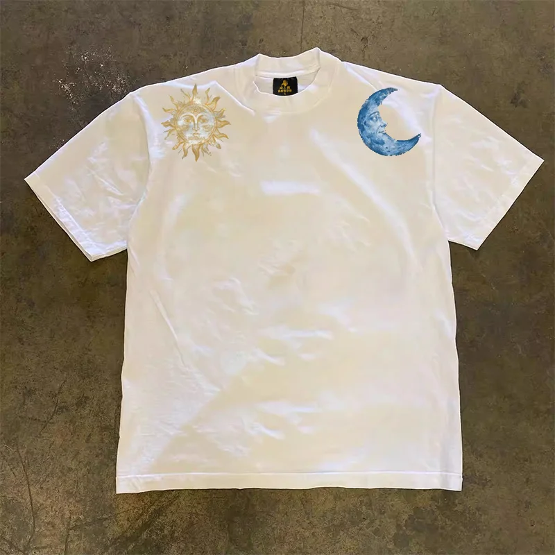 Loose Fit Cotton T-Shirt Unisex Short Sleeve Double Thread UPUPXIA Hero Print Sweat Absorbent round Neck Casual Summer Top