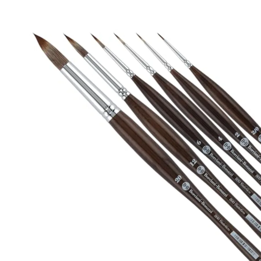 

Unico Synthetic Mongoose Artist Paint Brush - Series 800 Round - - Watercolors, Oil and Acrylic Paint - Handcrafted in Italy, A