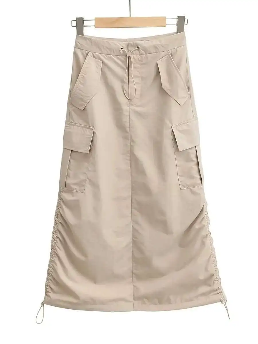 아메리칸 스타일 스파이시 걸 초가을 디자인 감각 사파리 스타일 스커트 여성 하이 웨이스트 캐주얼 루즈 래핑 힙 스커트 SFCO