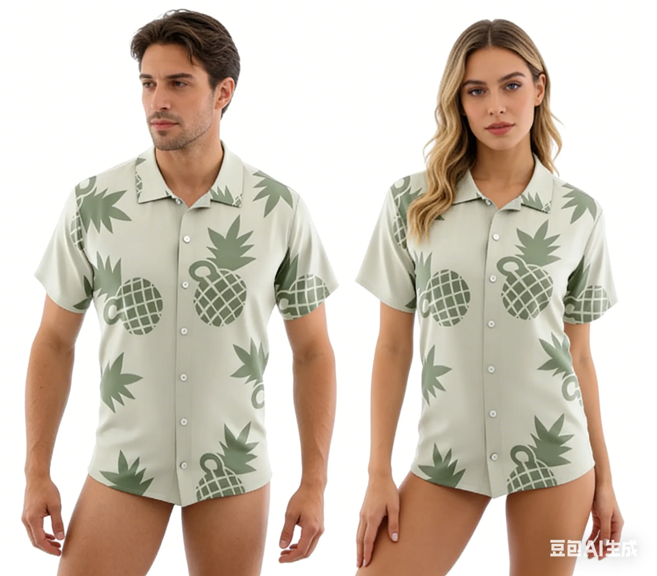 

Anime Cosplay Hawaiian Men's Shirts Green Gear Graphic Beach Party Button Down Tops High Quality Shirts Clothing