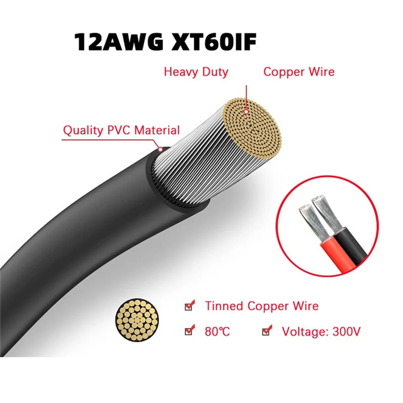 ABSQ-12AWG أندرسون إلى Xt60i محول Xt60i إلى أندرسون موصل كابل أندرسون كابل محول للطاقة الشمسية المحمولة الطاقة Sta