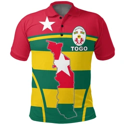 Africa Togo Map Flag 3D Print Polo Shirts For Men TG National Emblem Short Sleeve Patriotic Coat Of Arms POLO Shirt Jersey Tops