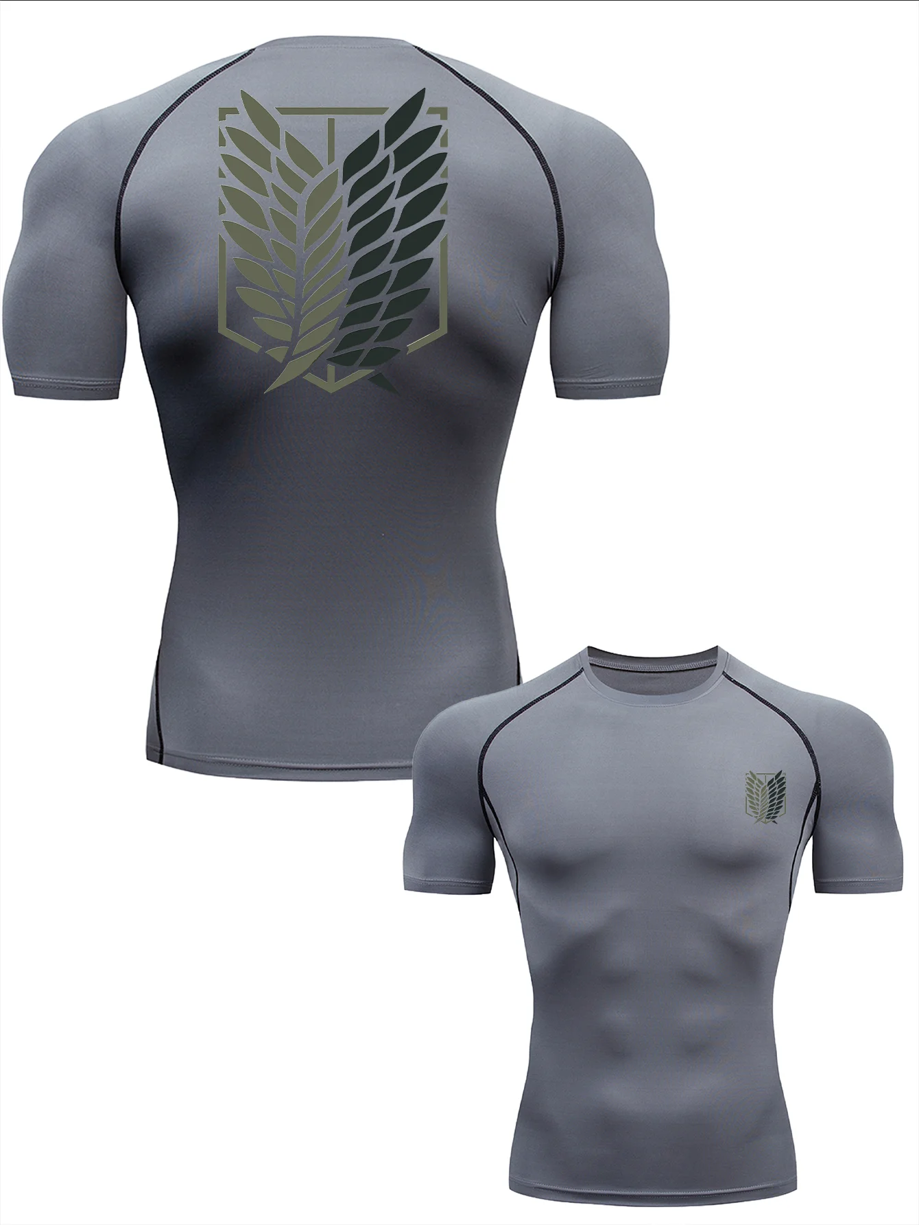 ATTACK ON TITAN Anime Men's Running T-shirt Quick Drying Shirt Yoga Training Tight T-shirt Gym Slow Running Sweatshirt Rashguard