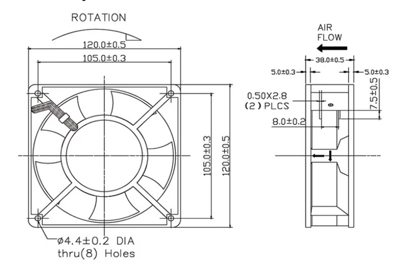 120 x 120 x 38 mm Doppelkugel 220 V AC Elektrokasten-Schweißgerät-Lüfter