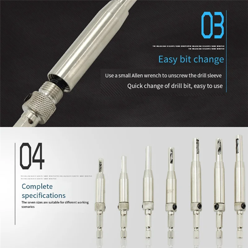 

B-Est 10 PCS Door And Window Hinge Hole Opener Power Tool Drill Set Silver Woodworking Positioning Anti-Skid Batch Head