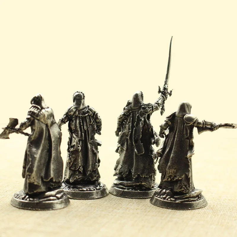 4pcs Mediaeval Legion Wraith Soliders Model Toy Figurines Miniatures Pure Copper Knight Ornament Decoration Crafts Board Game