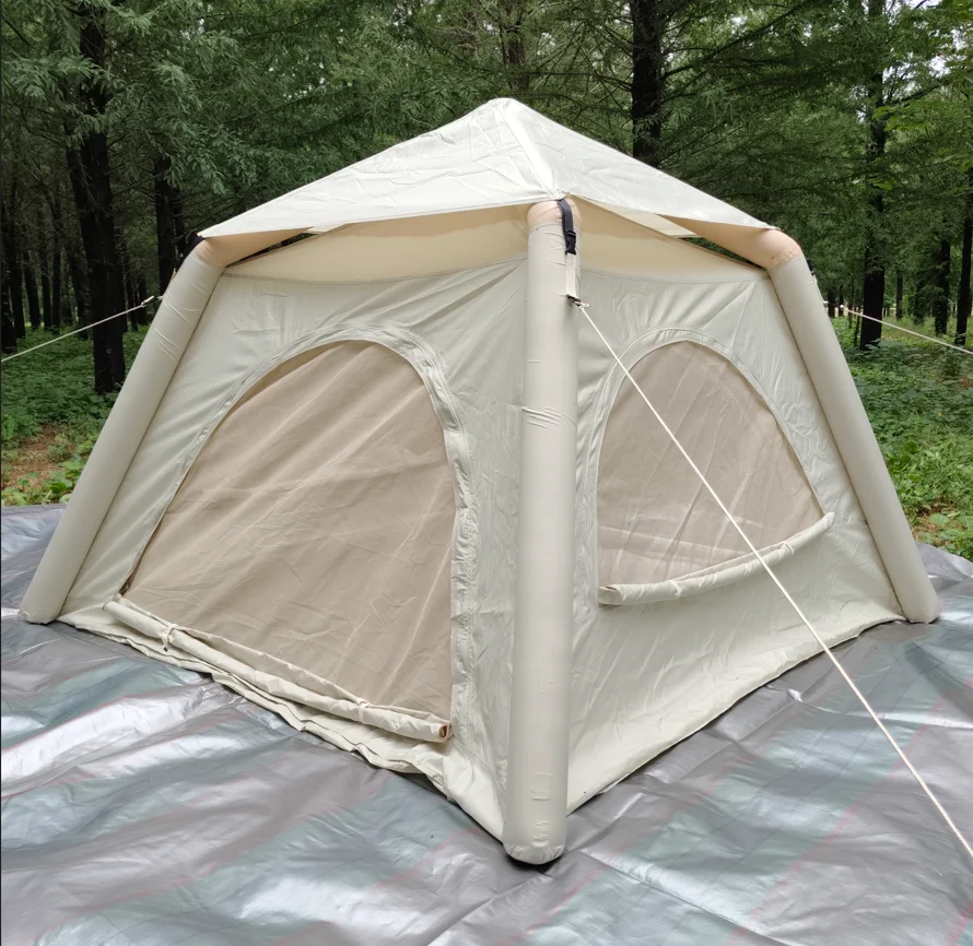 Air Tube Outdoor Tent House Thickened Large Luxury Inflatable Camping Tent With Sun and Rain Protection House Tent 5-8 People