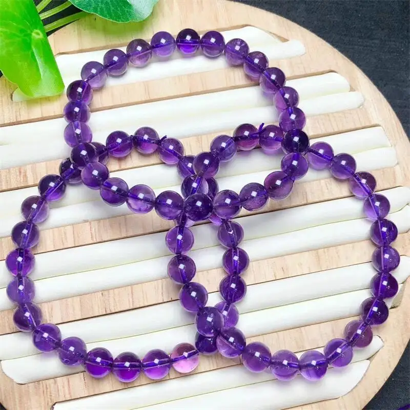 

Браслет из натурального аметиста, женский и мужской браслет, энергетическое украшение, подарок для влюбленных, 1 шт., 8 мм