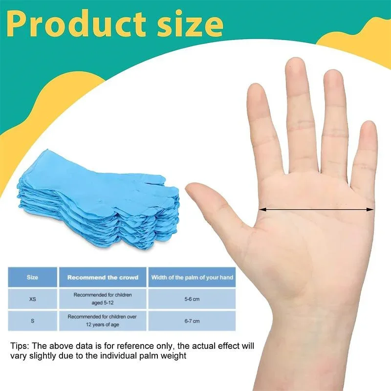 Disposable Nitrile Gloves for Kids Ages 5-15 Multipurpose Latex Free Food Service Gloves for Students Crafts Activities School