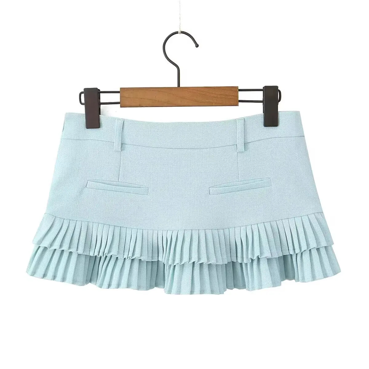 

Korejepo New Women Clothing Collection Features European American Fashion Sexy Ultra-low Waist Slimming Pleated Short Skirts