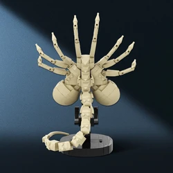 MOC Horror Movie Alien Face Hugger Model Building Blocks Set Monster Insect Claw Assembled Bricks Hanging Face Toy AdultsGift