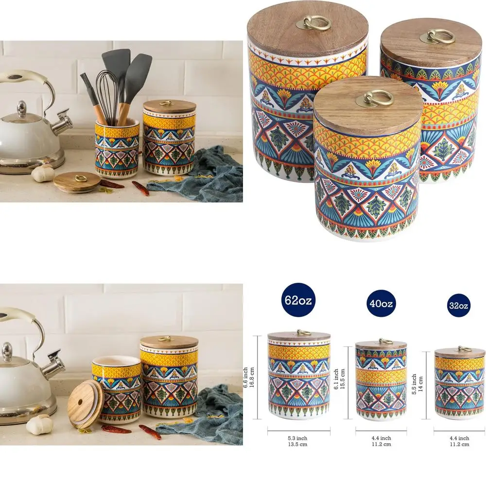 

Set of 3 Airtight Canisters: 62oz, 40oz, 32oz for Kitchen Counter, Ideal for Coffee, Tea, Spices, Dishwasher Safe