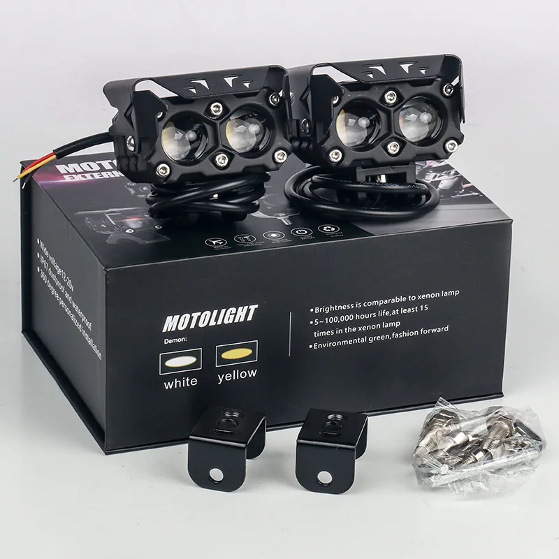 

Мотоциклетный светодиодный прожектор с двойным шариком, линза, внешний рабочий свет, высокий и низкий свет, светодиодный противотуманный фонарь с двойным глазом для мотоцикла