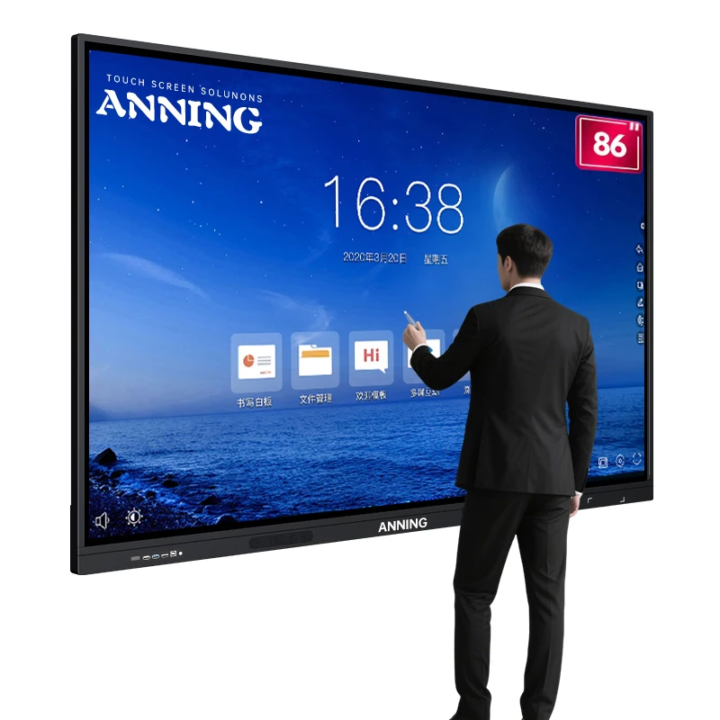 65 75 86 98 110 Inch 4K All In One Interactive Boards Whiteboard Digital Smart Board Touch Screen Teaching Board For Classroom