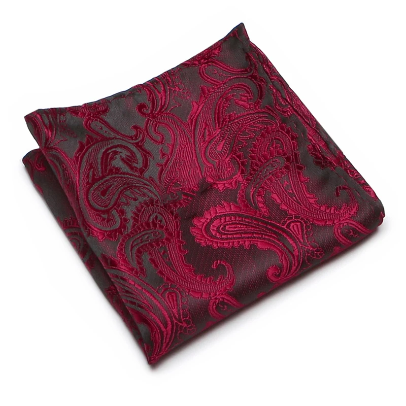 Brand Fashion Pocket Square Handkerchief Silk Kerchief Man's Shirt Accessories Striped Dark Red Father's Day Gift